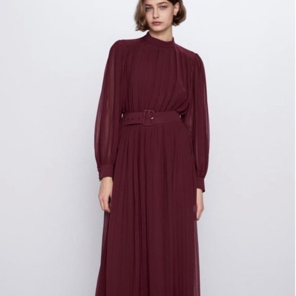 ZARA | Midi Dress with Belt (NWT) - Picture 4 of 11